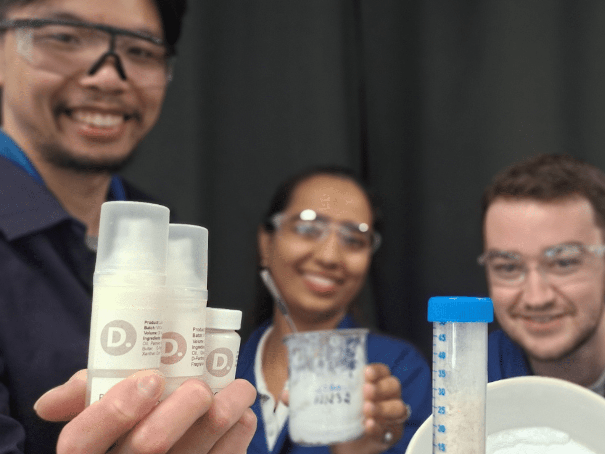 The Dot Ingredients team with their product samples in the lab